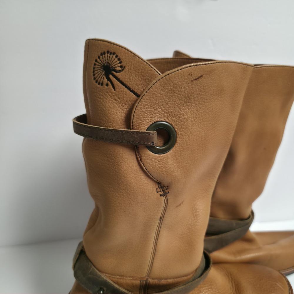 OTBT Johnston Tan Leather Strappy Slouch Boots Women's Size 8 Dandelion Boho - Picture 2 of 16